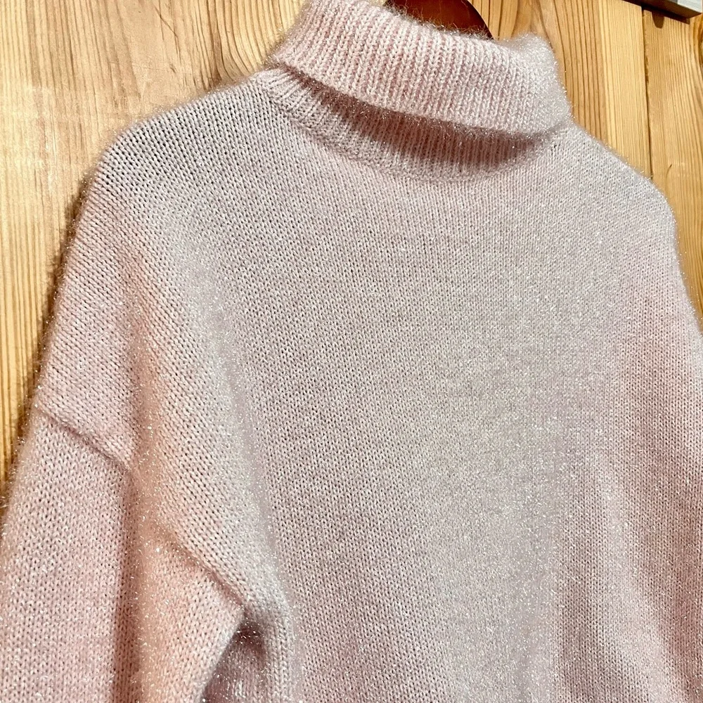 Kate Spade Sparkling Pink Metallic Turtleneck Sweater – Size Small - Picture 6 of 10
